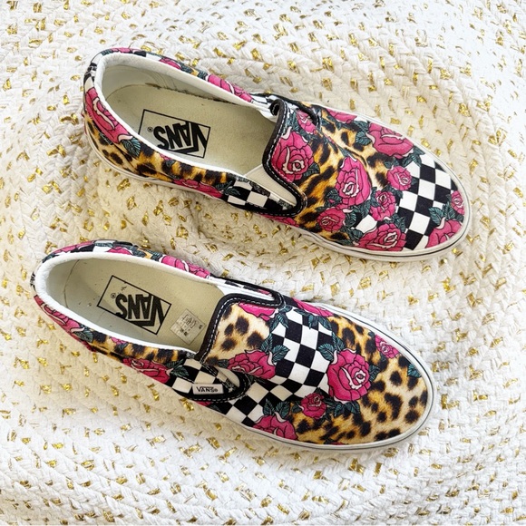 Vans Women's Slip-On Sneakers - roses + animal print - Picture 2 of 8